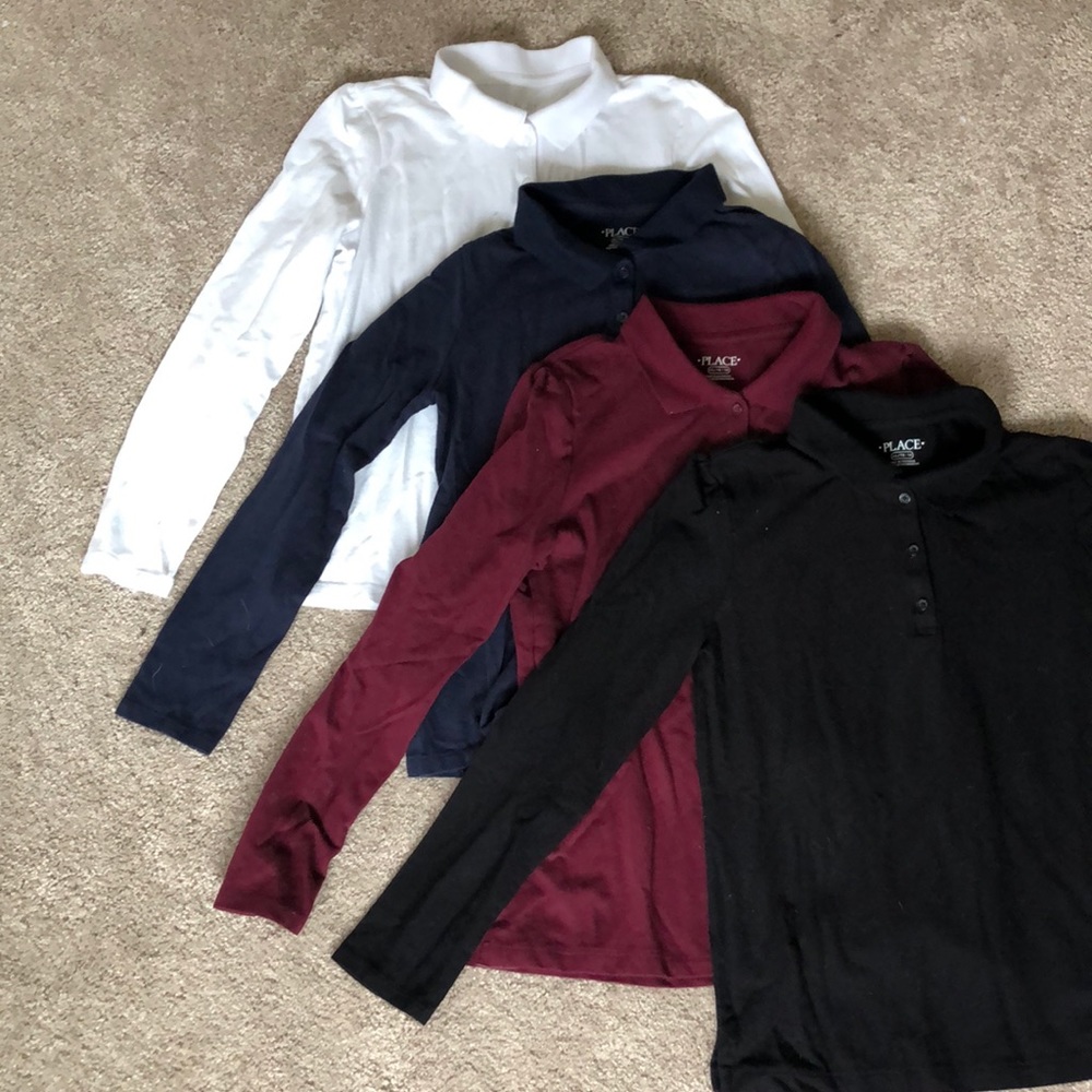 4 Long sleeve button front collared children’s place tops.